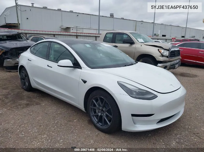 2023 Tesla Model 3 Rear-Wheel Drive VIN: 5YJ3E1EA6PF437650 Lot: 38671408