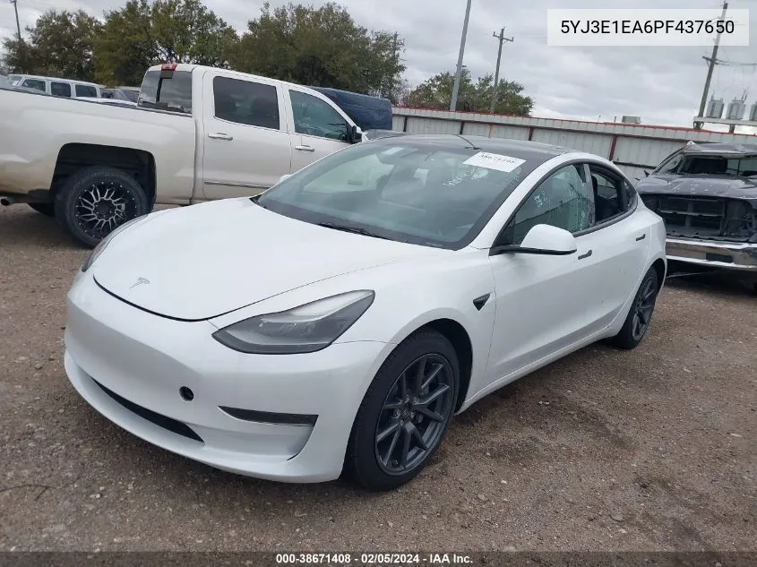 2023 Tesla Model 3 Rear-Wheel Drive VIN: 5YJ3E1EA6PF437650 Lot: 38671408