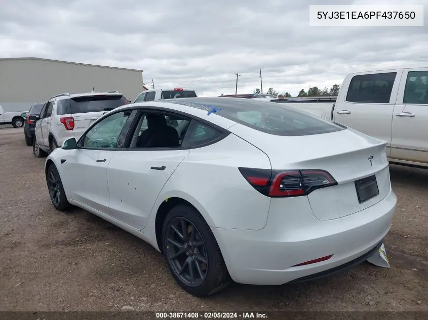 2023 Tesla Model 3 Rear-Wheel Drive VIN: 5YJ3E1EA6PF437650 Lot: 38671408