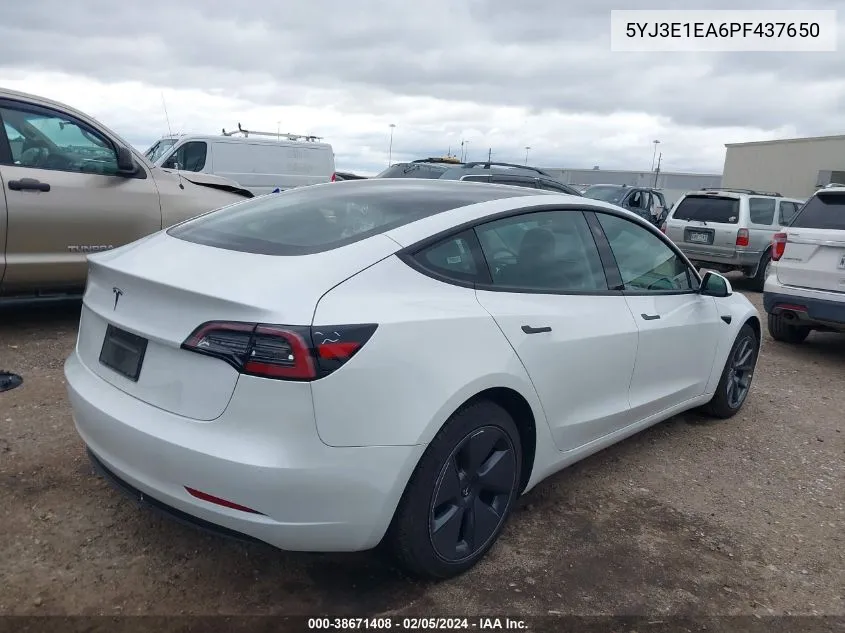 2023 Tesla Model 3 Rear-Wheel Drive VIN: 5YJ3E1EA6PF437650 Lot: 38671408