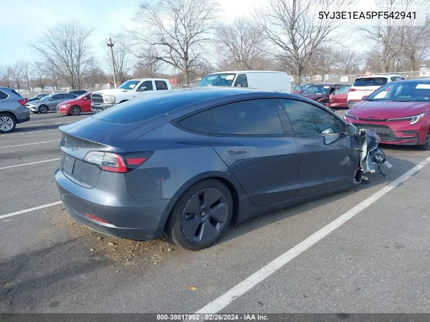 2023 Tesla Model 3 Rear-Wheel Drive VIN: 5YJ3E1EA5PF542941 Lot: 38817902