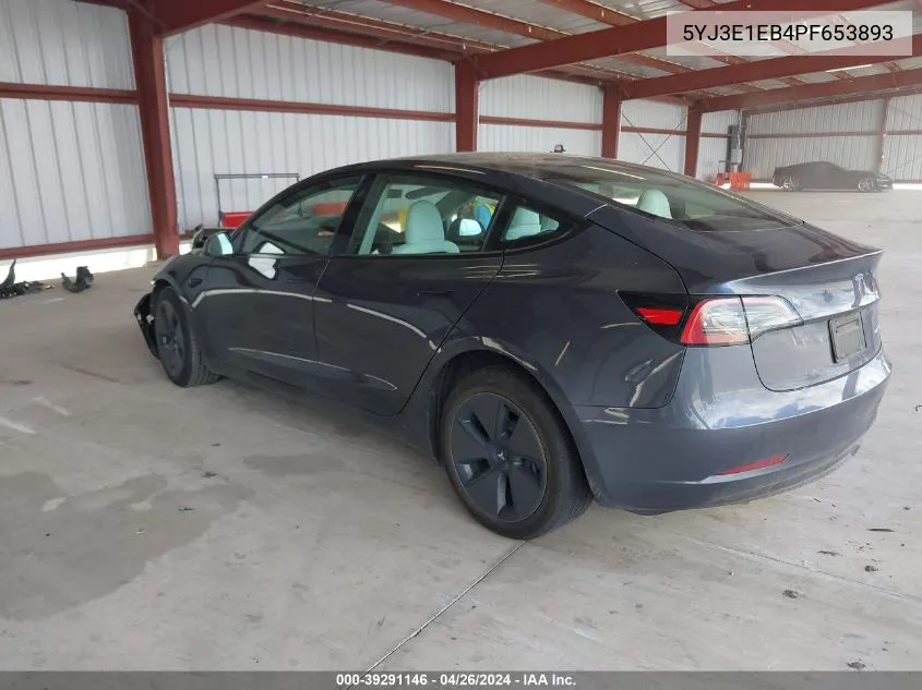 2023 Tesla Model 3 Long Range Dual Motor All-Wheel Drive VIN: 5YJ3E1EB4PF653893 Lot: 39291146