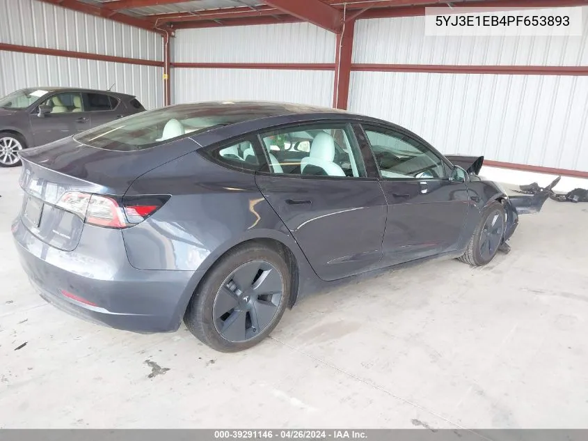 2023 Tesla Model 3 Long Range Dual Motor All-Wheel Drive VIN: 5YJ3E1EB4PF653893 Lot: 39291146