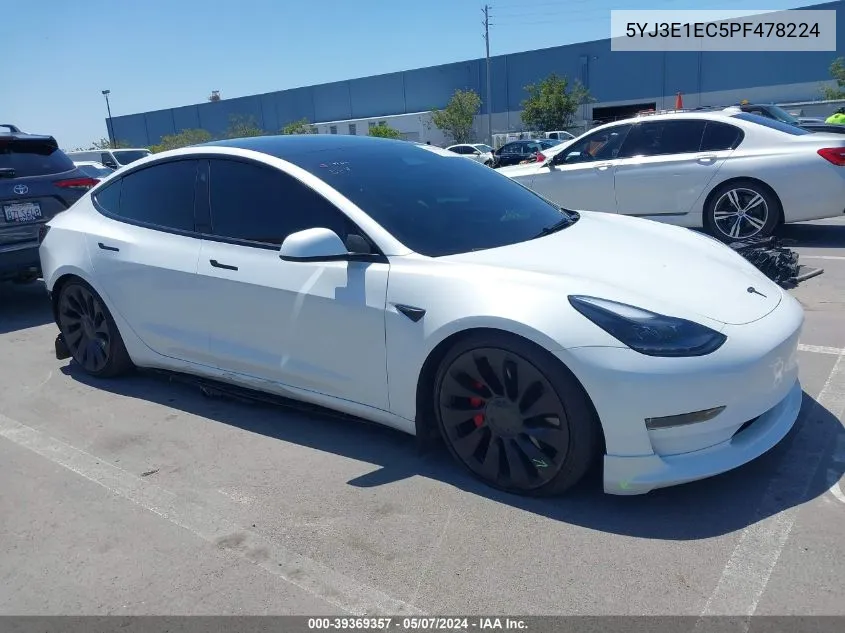 2023 Tesla Model 3 Performance Dual Motor All-Wheel Drive VIN: 5YJ3E1EC5PF478224 Lot: 39369357