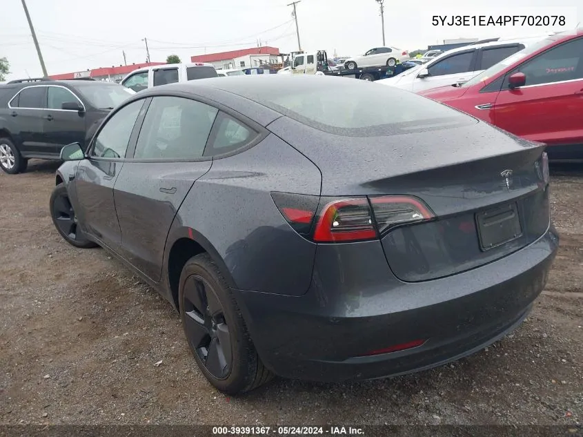 5YJ3E1EA4PF702078 2023 Tesla Model 3 Rear-Wheel Drive