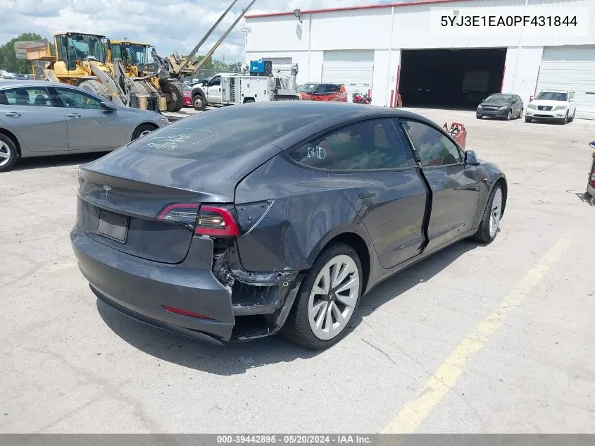 2023 Tesla Model 3 Rear-Wheel Drive VIN: 5YJ3E1EA0PF431844 Lot: 39442895