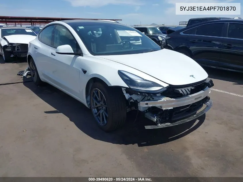 5YJ3E1EA4PF701870 2023 Tesla Model 3 Rear-Wheel Drive