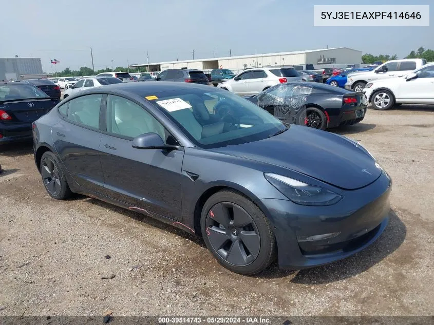 2023 Tesla Model 3 Rear-Wheel Drive VIN: 5YJ3E1EAXPF414646 Lot: 39514743