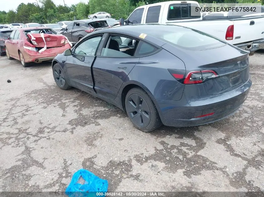 2023 Tesla Model 3 Rear-Wheel Drive VIN: 5YJ3E1EAXPF675842 Lot: 39528142