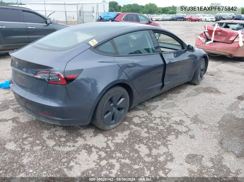 2023 Tesla Model 3 Rear-Wheel Drive VIN: 5YJ3E1EAXPF675842 Lot: 39528142