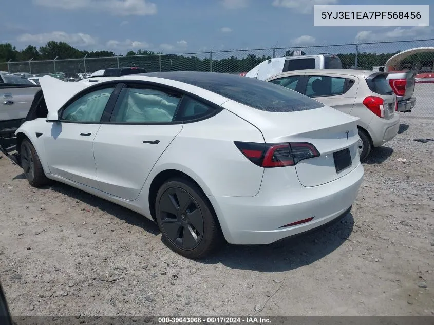 2023 Tesla Model 3 Rear-Wheel Drive VIN: 5YJ3E1EA7PF568456 Lot: 39643068