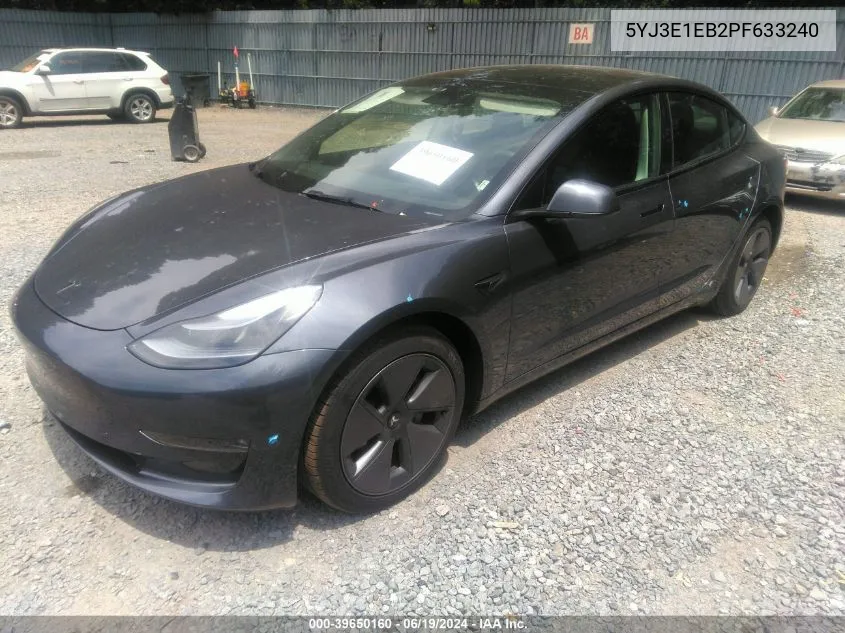 2023 Tesla Model 3 Long Range Dual Motor All-Wheel Drive VIN: 5YJ3E1EB2PF633240 Lot: 39650160