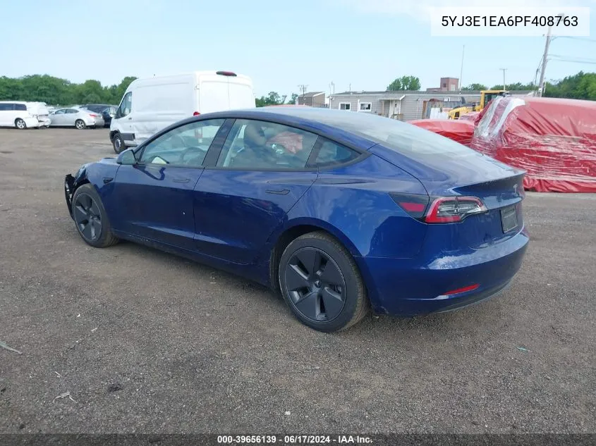 2023 Tesla Model 3 Rear-Wheel Drive VIN: 5YJ3E1EA6PF408763 Lot: 39656139