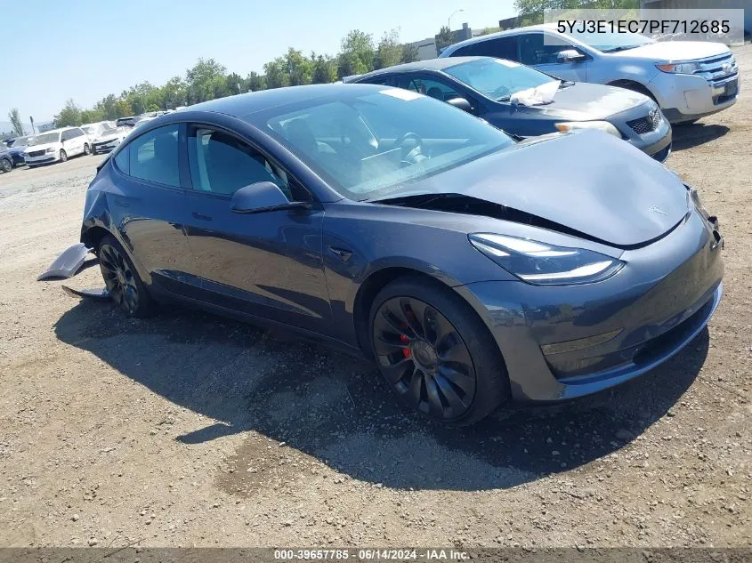 2023 Tesla Model 3 Performance Dual Motor All-Wheel Drive VIN: 5YJ3E1EC7PF712685 Lot: 39657785