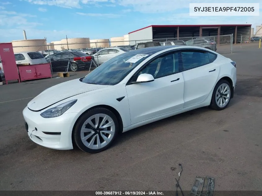 2023 Tesla Model 3 Rear-Wheel Drive VIN: 5YJ3E1EA9PF472005 Lot: 39687912