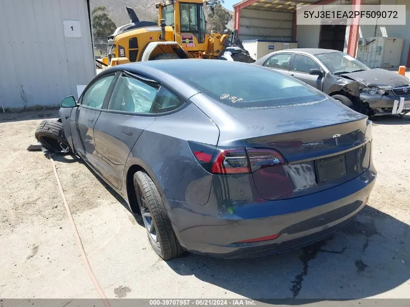 2023 Tesla Model 3 Rear-Wheel Drive VIN: 5YJ3E1EA2PF509072 Lot: 39707957