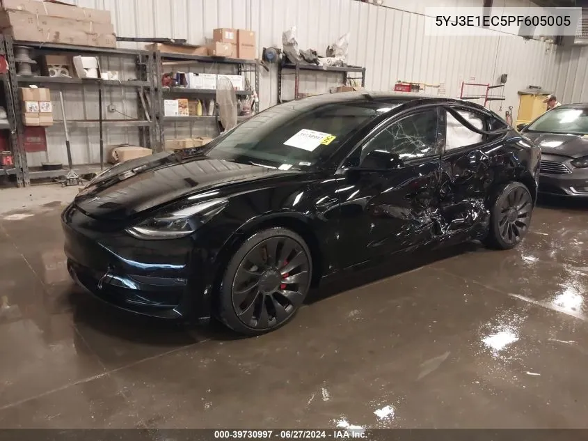 2023 Tesla Model 3 Performance Dual Motor All-Wheel Drive VIN: 5YJ3E1EC5PF605005 Lot: 39730997