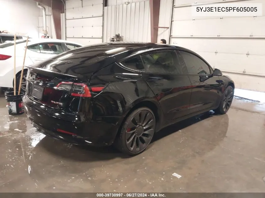 2023 Tesla Model 3 Performance Dual Motor All-Wheel Drive VIN: 5YJ3E1EC5PF605005 Lot: 39730997