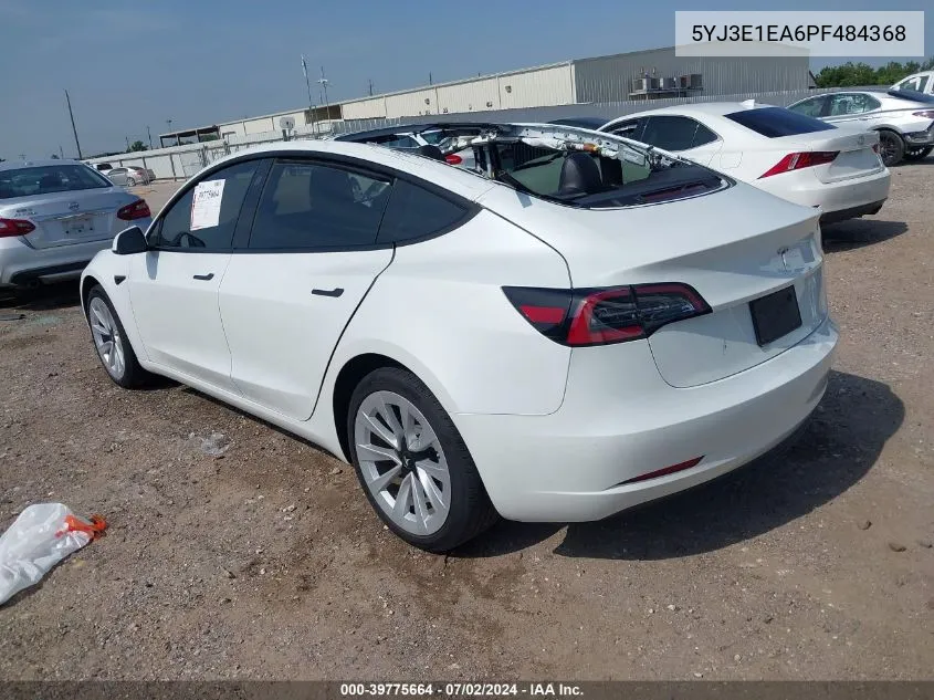 2023 Tesla Model 3 Rear-Wheel Drive VIN: 5YJ3E1EA6PF484368 Lot: 39775664