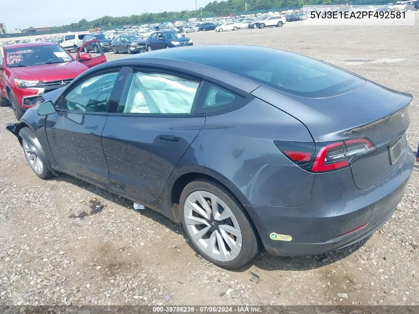 5YJ3E1EA2PF492581 2023 Tesla Model 3 Rear-Wheel Drive