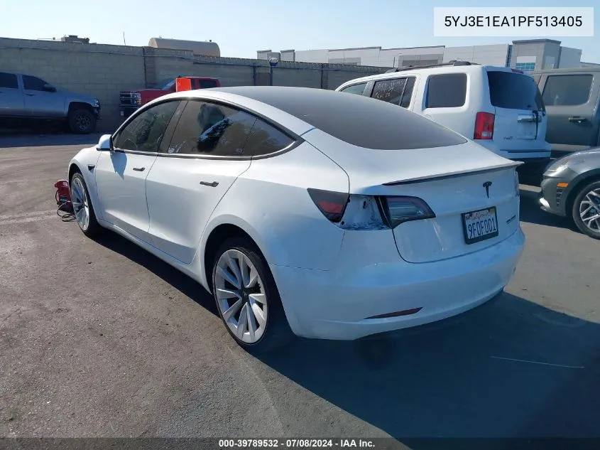 2023 Tesla Model 3 Rear-Wheel Drive VIN: 5YJ3E1EA1PF513405 Lot: 39789532