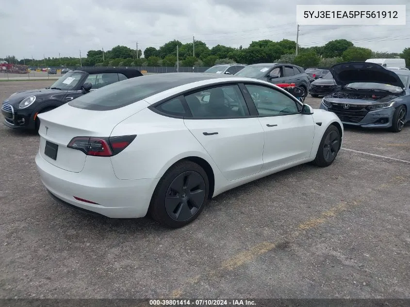 2023 Tesla Model 3 Rear-Wheel Drive VIN: 5YJ3E1EA5PF561912 Lot: 39801414