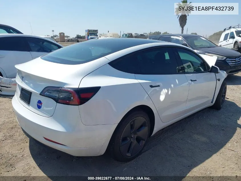 2023 Tesla Model 3 Rear-Wheel Drive VIN: 5YJ3E1EA8PF432739 Lot: 39822677