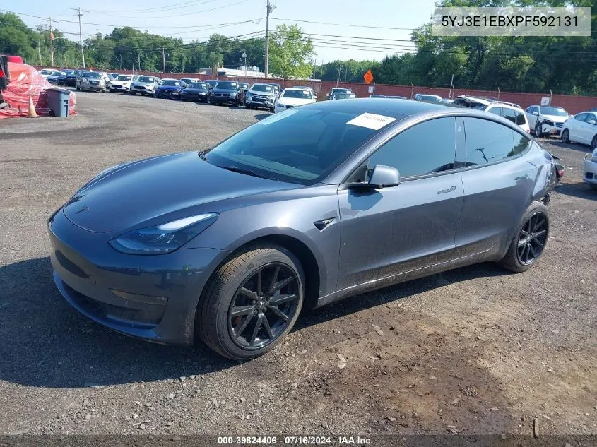 2023 Tesla Model 3 Long Range Dual Motor All-Wheel Drive VIN: 5YJ3E1EBXPF592131 Lot: 39824406