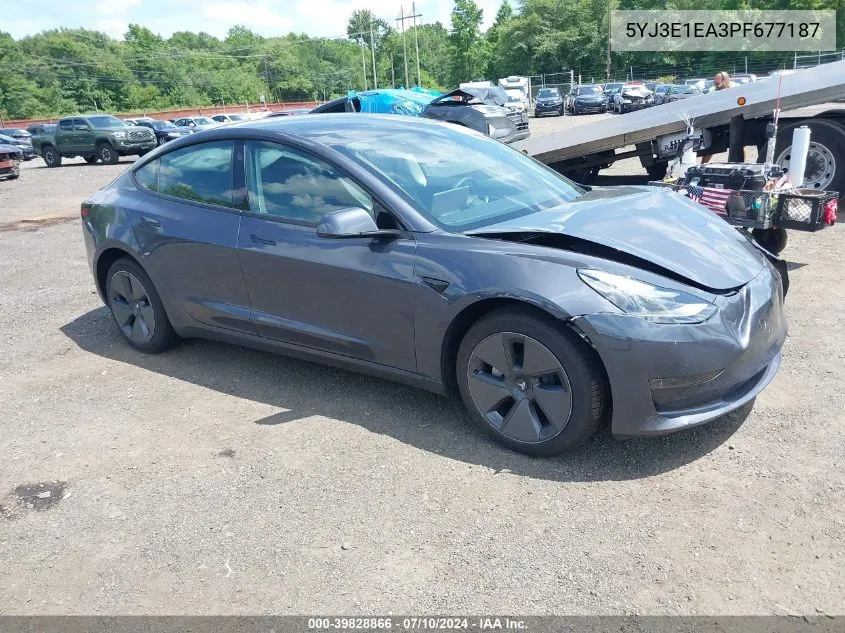 2023 Tesla Model 3 Rear-Wheel Drive VIN: 5YJ3E1EA3PF677187 Lot: 39828866