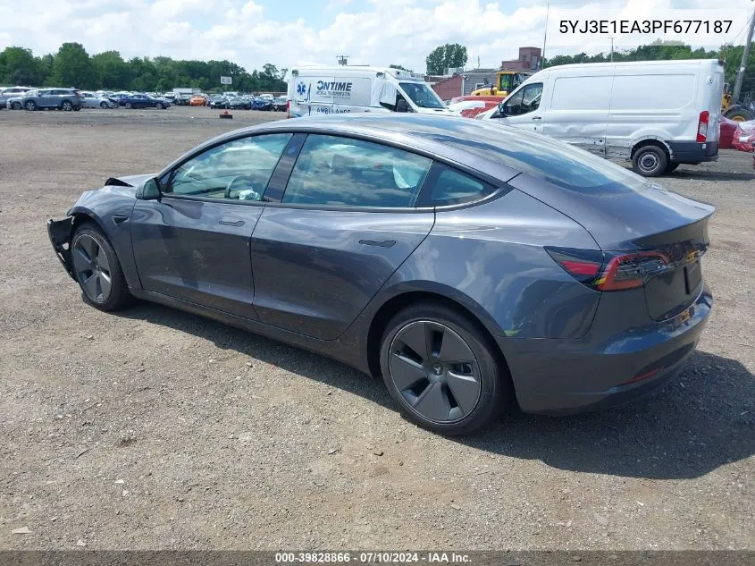 2023 Tesla Model 3 Rear-Wheel Drive VIN: 5YJ3E1EA3PF677187 Lot: 39828866