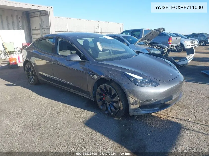 2023 Tesla Model 3 Performance Dual Motor All-Wheel Drive VIN: 5YJ3E1ECXPF711000 Lot: 39839708