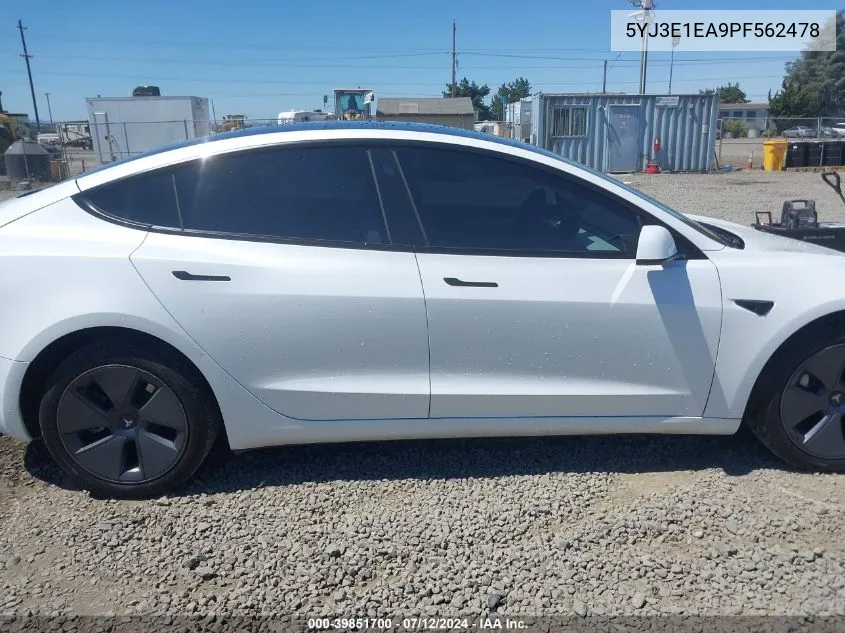 2023 Tesla Model 3 Rear-Wheel Drive VIN: 5YJ3E1EA9PF562478 Lot: 39851700