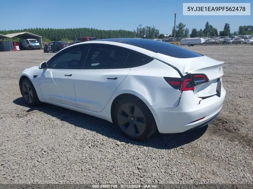 2023 Tesla Model 3 Rear-Wheel Drive VIN: 5YJ3E1EA9PF562478 Lot: 39851700