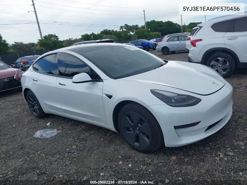 2023 Tesla Model 3 Rear-Wheel Drive VIN: 5YJ3E1EA6PF570456 Lot: 39852235