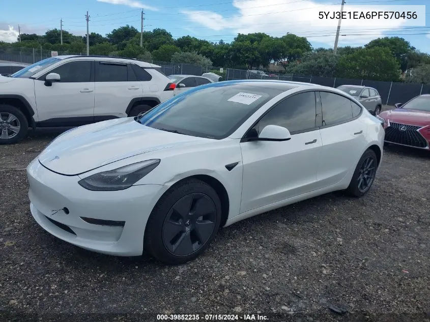 2023 Tesla Model 3 Rear-Wheel Drive VIN: 5YJ3E1EA6PF570456 Lot: 39852235