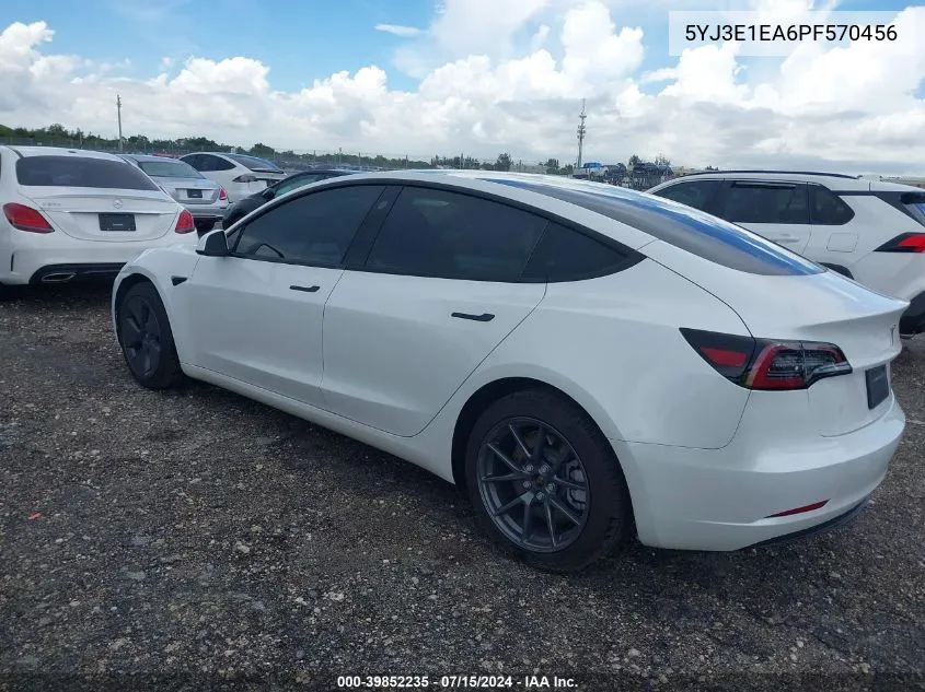 2023 Tesla Model 3 Rear-Wheel Drive VIN: 5YJ3E1EA6PF570456 Lot: 39852235