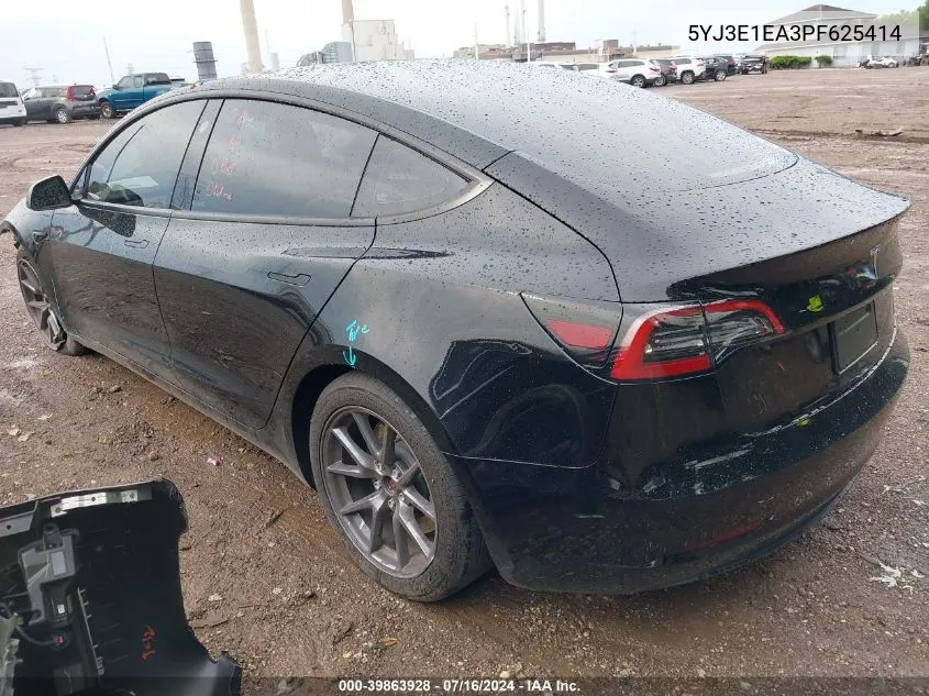 2023 Tesla Model 3 Rear-Wheel Drive VIN: 5YJ3E1EA3PF625414 Lot: 39863928