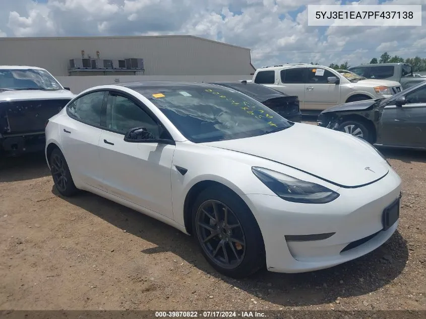 2023 Tesla Model 3 Rear-Wheel Drive VIN: 5YJ3E1EA7PF437138 Lot: 39870822