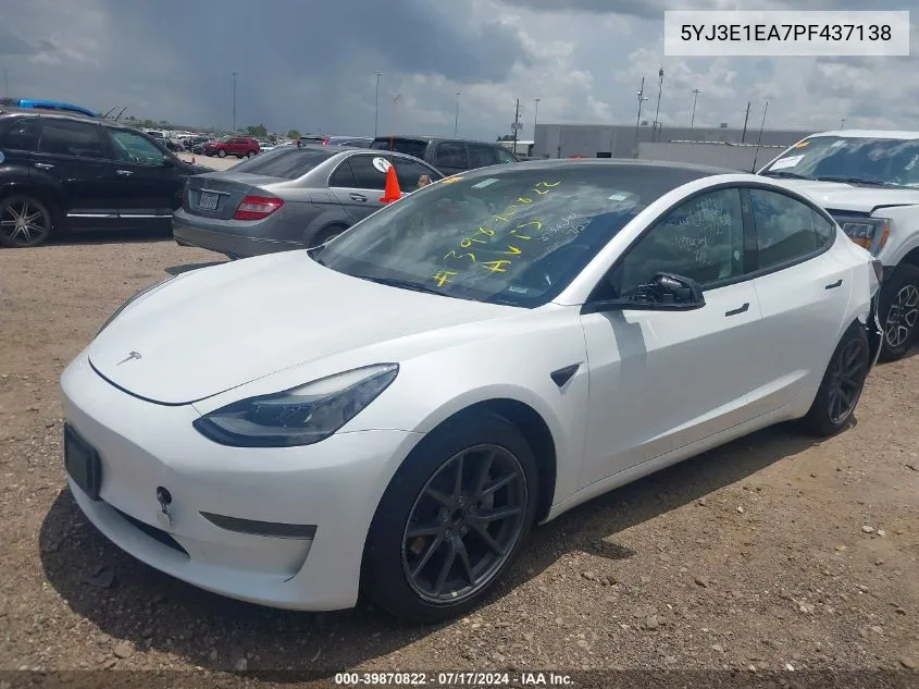 5YJ3E1EA7PF437138 2023 Tesla Model 3 Rear-Wheel Drive