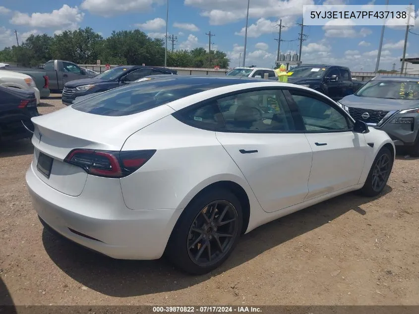 5YJ3E1EA7PF437138 2023 Tesla Model 3 Rear-Wheel Drive