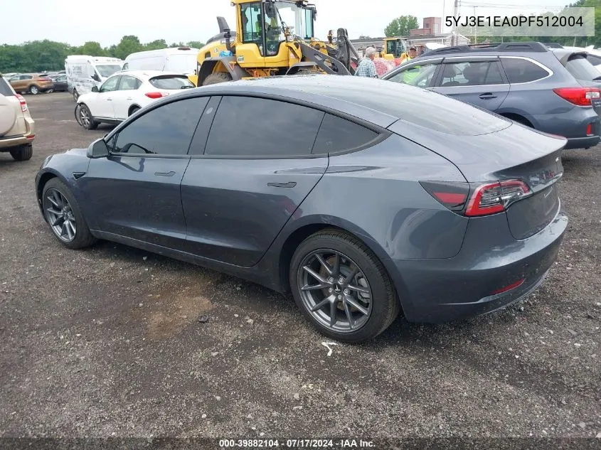 5YJ3E1EA0PF512004 2023 Tesla Model 3 Rear-Wheel Drive