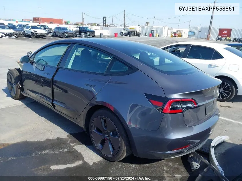 2023 Tesla Model 3 Rear-Wheel Drive VIN: 5YJ3E1EAXPF558861 Lot: 39887156