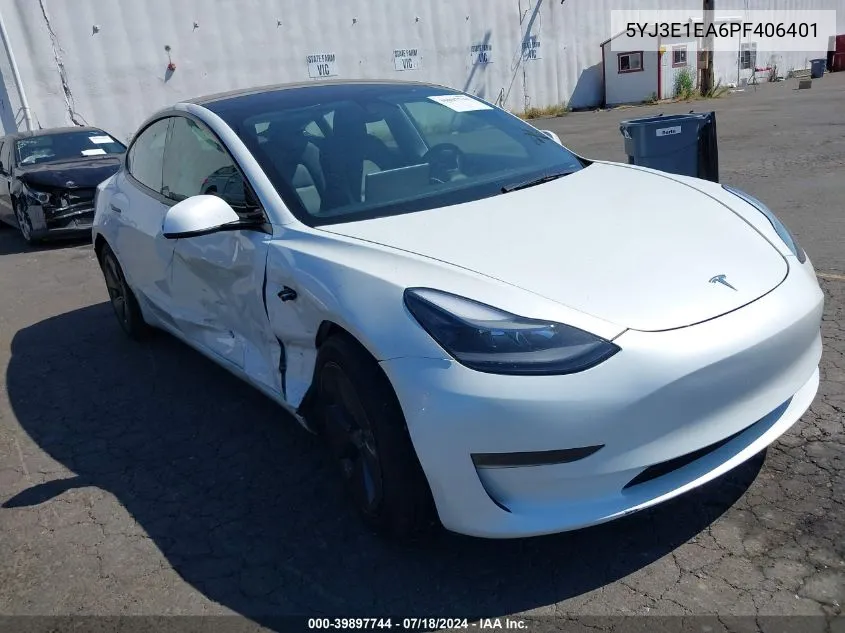 2023 Tesla Model 3 Rear-Wheel Drive VIN: 5YJ3E1EA6PF406401 Lot: 39897744