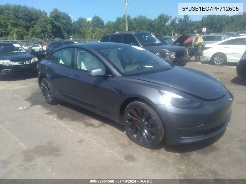 2023 Tesla Model 3 Performance Dual Motor All-Wheel Drive VIN: 5YJ3E1EC7PF712606 Lot: 39904566