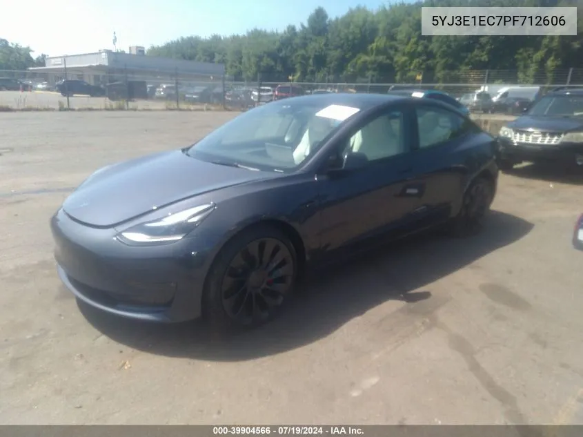 2023 Tesla Model 3 Performance Dual Motor All-Wheel Drive VIN: 5YJ3E1EC7PF712606 Lot: 39904566