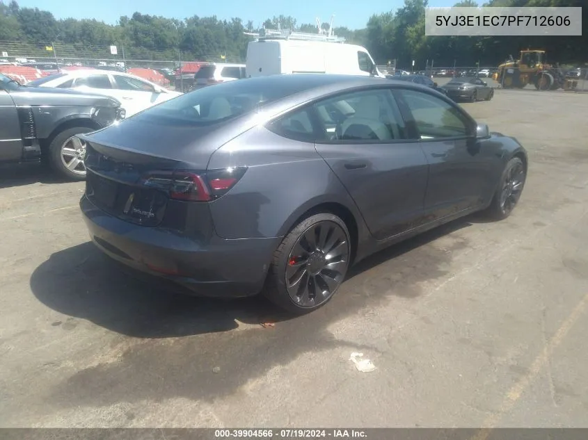 2023 Tesla Model 3 Performance Dual Motor All-Wheel Drive VIN: 5YJ3E1EC7PF712606 Lot: 39904566