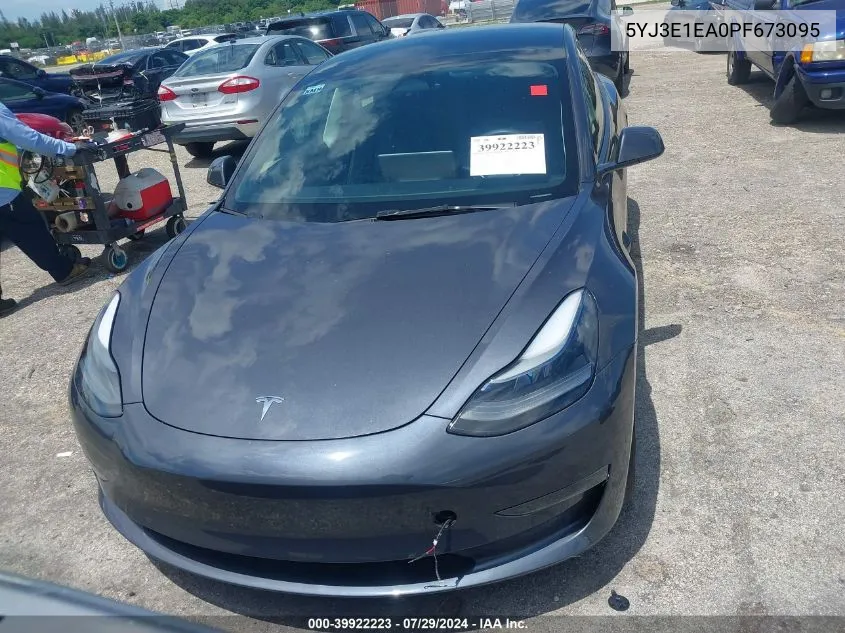 2023 Tesla Model 3 VIN: 5YJ3E1EA0PF673095 Lot: 39922223