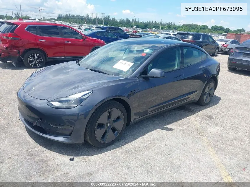 2023 Tesla Model 3 VIN: 5YJ3E1EA0PF673095 Lot: 39922223