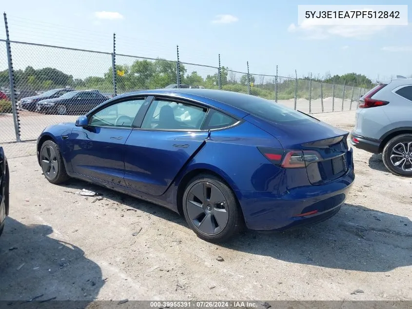 5YJ3E1EA7PF512842 2023 Tesla Model 3