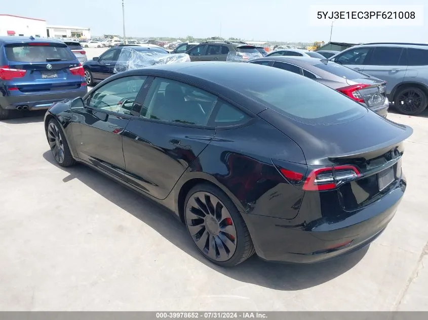 2023 Tesla Model 3 Performance Dual Motor All-Wheel Drive VIN: 5YJ3E1EC3PF621008 Lot: 39978652